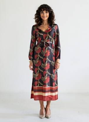 Robe longue manches longues manches longues noir AMELIE & AMELIE femme