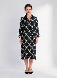 Robe mi-longue imprimé fantaisie manches longues noir STREET ONE femme