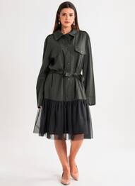 Robe mi-longue manches longues manches longues vert NÜ femme