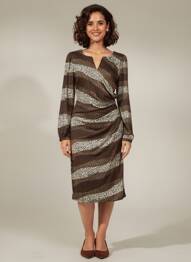 Robe mi-longue manches longues manches longues marron K-DESIGN femme