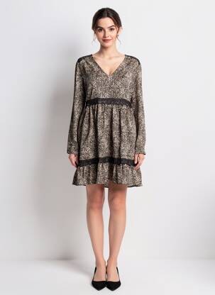 Robe courte manches longues manches longues noir LE TEMPS DES CERISES femme