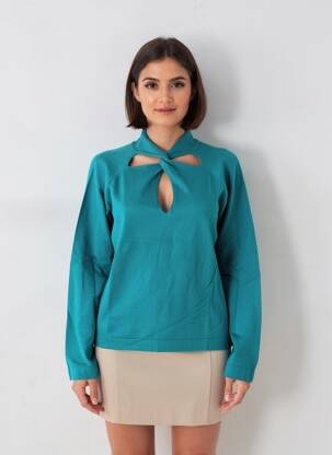Pull coupe cintrée manches longues bleu ZOE ZONE OF EMBROIDERED femme