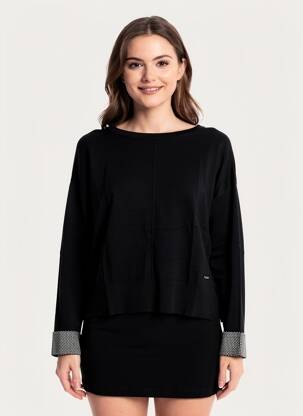 Pull coupe droite manches longues noir GAUDI femme