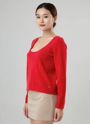 Pull coupe cintrée manches longues rouge MORGAN femme