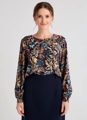 T-shirt manches longues manches longues bleu GEISHA femme