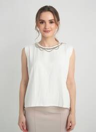 T-shirt coupe droite manches courtes blanc FRACOMINA femme