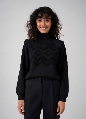 Pull col roulé coupe droite manches longues noir STREET ONE femme