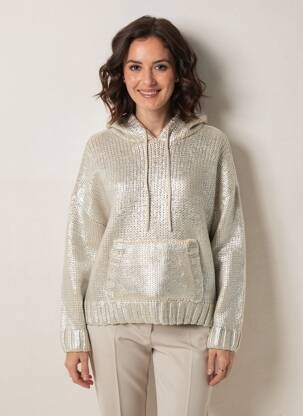 Sweat-shirt à capuche manches longues manches longues argent K-DESIGN femme