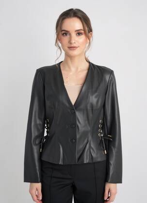 Veste simili cuir coupe cintrée noir FRACOMINA femme