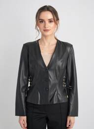 Veste simili cuir coupe cintrée noir FRACOMINA femme