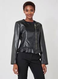 Veste simili cuir coupe cintrée noir AMELIE & AMELIE femme