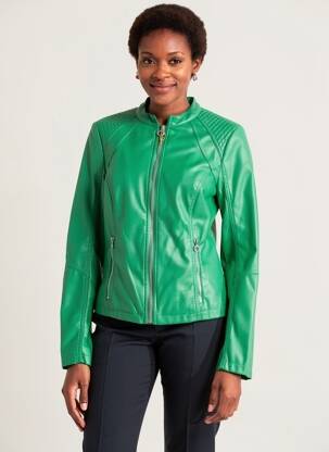 Veste simili cuir coupe cintrée vert STREET ONE femme