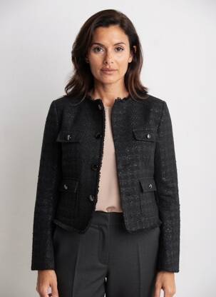 Veste casual col rond noir GEISHA femme