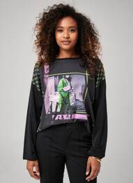 T-shirt imprimé fantaisie manches longues noir GAUDI femme