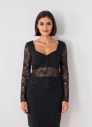 Top stretch manches longues noir GUESS femme