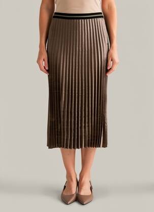 Jupe mi-longue taille normale marron GEISHA femme