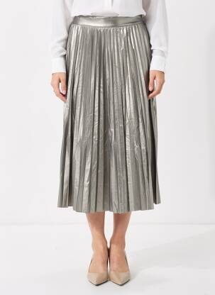 Jupe mi-longue fermeture zip latéral argent TIFFOSI femme
