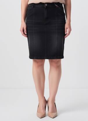 Jupe mi-longue coupe droite noir STREET ONE femme