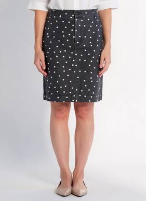 Jupe mi-longue coupe droite noir QS femme