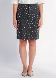 Jupe mi-longue coupe droite noir QS femme