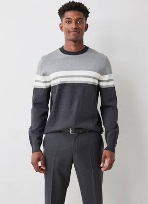 Pull col rond manches longues gris STREET ONE homme