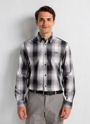 Chemise manches longues imprimé carreaux noir STREET ONE homme