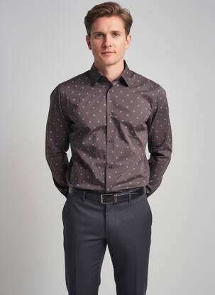 Chemise manches longues imprimé fantaisie gris S.OLIVER homme