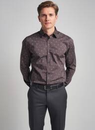 Chemise manches longues imprimé fantaisie gris S.OLIVER homme