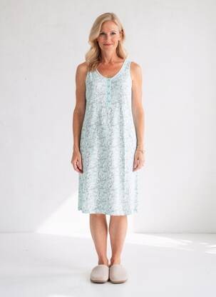 Chemise de nuit col v bleu BARANDI femme