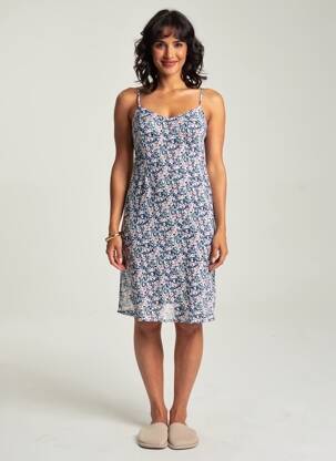 Nuisette/combinette effet matière satinée bleu MARJOLAINE femme