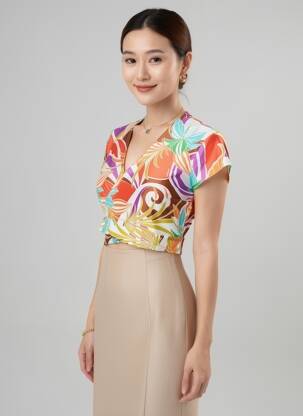 Top stretch manches courtes orange LISE CHARMEL femme