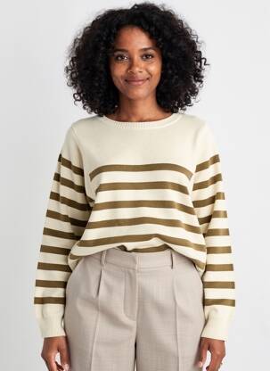 Pull coupe droite manches longues marron ELLE EST OU LA MER femme