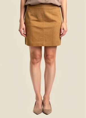 Jupe courte coupe droite marron GRACE & MILA femme