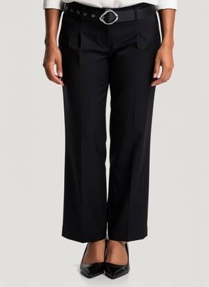 Pantalon droit tissage popeline taille haute noir Y.A.S femme
