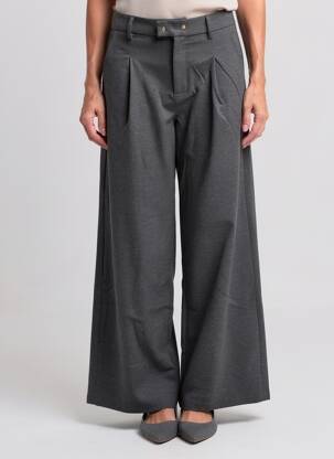 Pantalon large taille à pinces taille haute gris ELLE EST OU LA MER femme