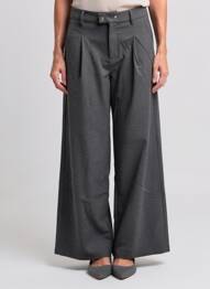 Pantalon large taille à pinces taille haute gris ELLE EST OU LA MER femme