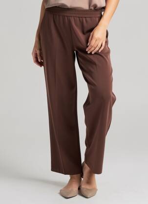 Pantalon droit taille élastique taille normale marron GRACE & MILA femme