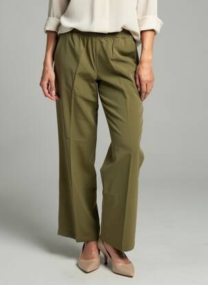Pantalon droit taille élastique taille normale vert GRACE & MILA femme