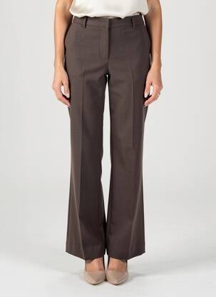 Pantalon flare fermeture zippée sous rabat avec crochet taille haute marron GRACE & MILA femme
