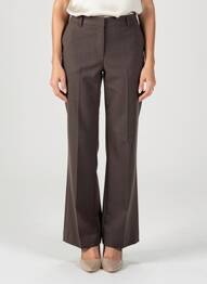 Pantalon flare fermeture zippée sous rabat avec crochet taille haute marron GRACE & MILA femme
