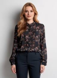 Blouse imprimé fantaisie manches longues noir INDI & COLD femme