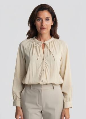 Chemisier coupe fluide manches longues beige NICE THINGS femme