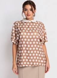 Top imprimé fantaisie manches courtes marron ARTIGLI femme