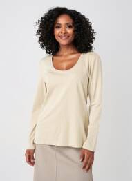 Top col rond manches longues beige SANDWICH femme