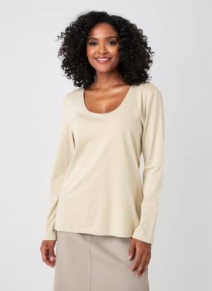 Top col rond manches longues beige SANDWICH femme