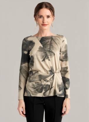 Top imprimé fantaisie manches longues beige SANDWICH femme