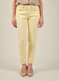 Pantalon 7/8 fermeture zippée sous rabat boutonné jaune CLOSED femme