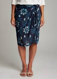 Jupe mi-longue coupe droite bleu NICE THINGS femme
