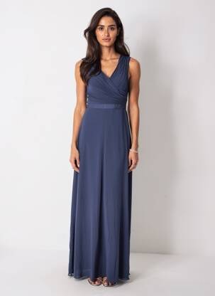 Robe longue sans manche sans manche bleu EVA & LOLA femme