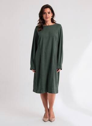 Robe mi-longue manches longues manches longues vert FRANSA femme